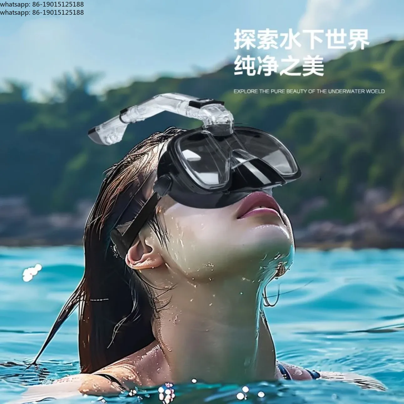 Diving goggles snorkeling anti-fog diving equipment full dry breathing tube set adult children