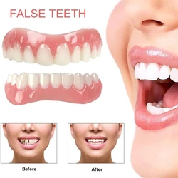 Fausses dents en silicone, placages supérieurs et inférieurs, patchs dentaires parfaits pour hommes et femmes, accolades pour autocollants simulés, dents orthodontiques