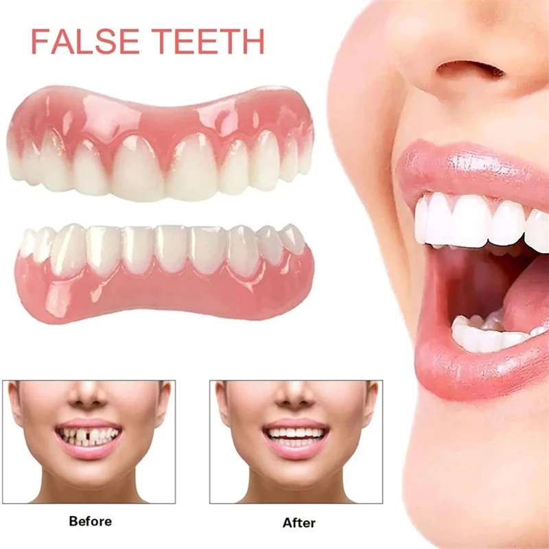 False Teeth Silicone Upper Lower Veneers Perfect Men Women Dental Patches Braces  Simulated Stickers for Teeth Orthodontic