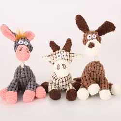 Interactive Pet Toy for Dogs And Cats Grey Brown Cotton Rope Donkey Plush Sound Making Toy Creative Bite Training Toy for Pets