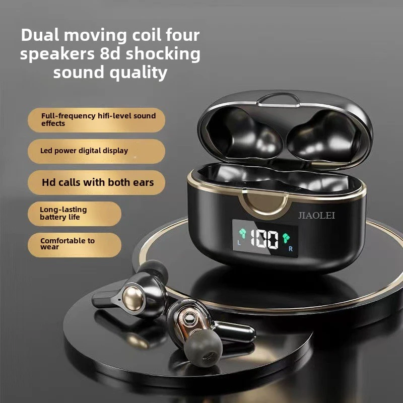 

JIAOLEI TWS Bluetooth Earphones ENC Noise Cancellation Wireless Headphones in Ear Dual Horn Hifi Stereo Call Music Game Headset