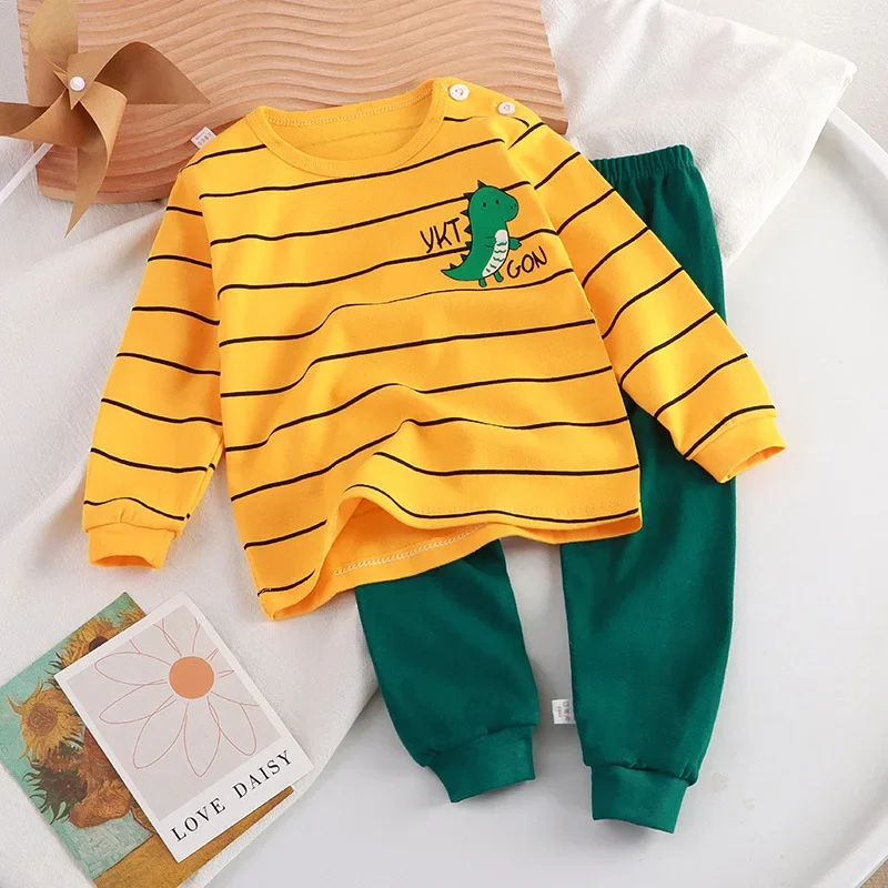 Children\'s Pajama Set Spring and Autumn Cotton Baby Underwear Home Clothes Children\'s Sleepwear Tops Pants Outfit