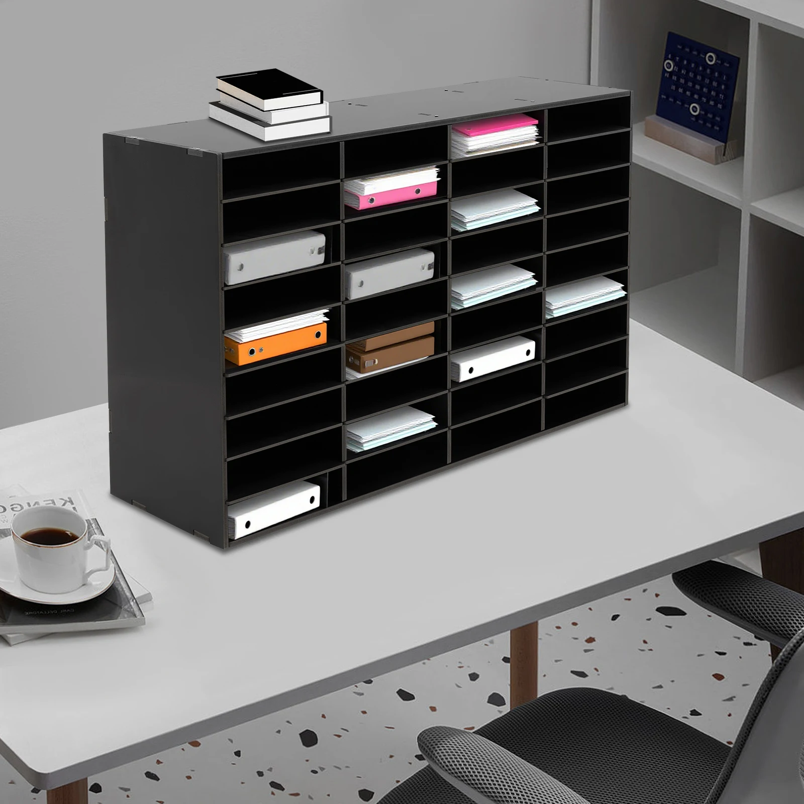 

Органайзер для документов на 36 отделений, шкаф для хранения с закругленными углами, для файлов и формularиев, белый/черный