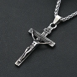 Small Size Vintage Jesus Cross Necklace Men And Women Stainless Steel Biker Amulet Pendant Fashion Jewelry Gifts Dropshipping