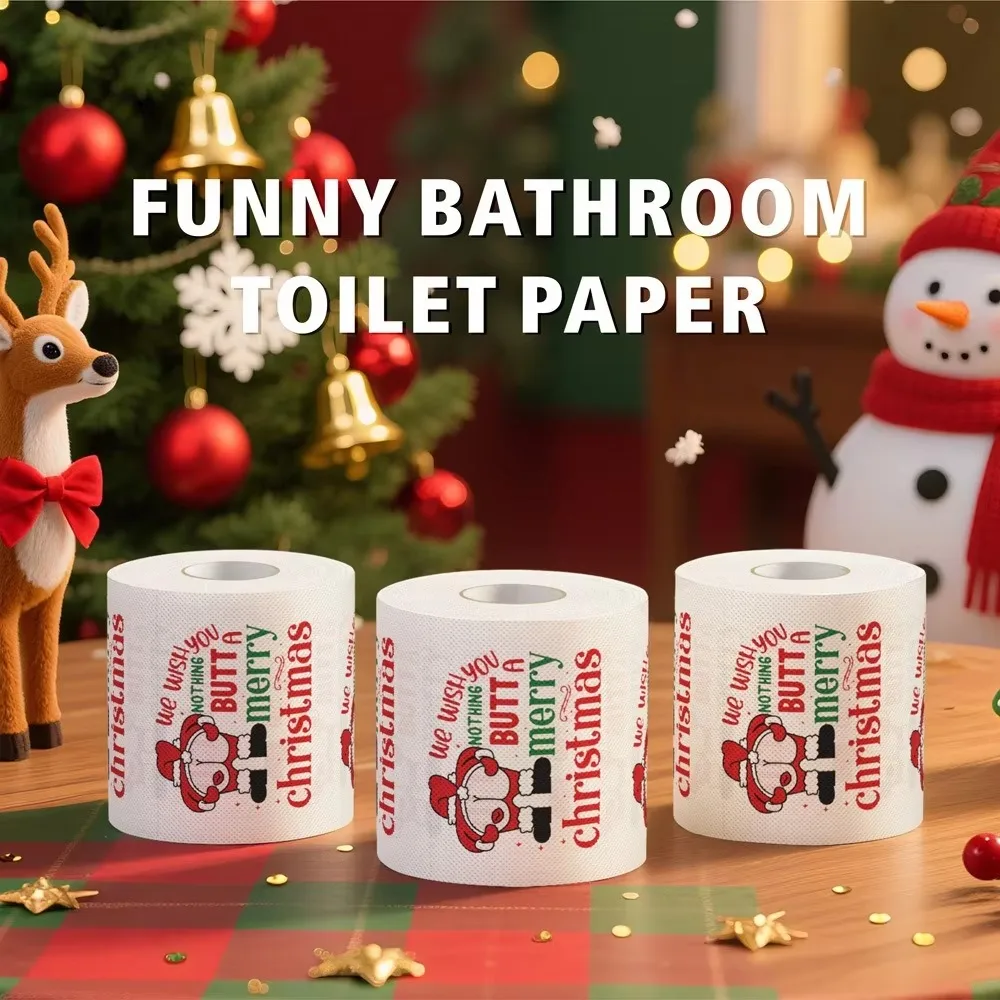 Christmas Disposable Napkins Santa Claus Toilet Paper New Year Tissue Roll 2 Layers Xmas Supplies for Home Bathroom Decoration