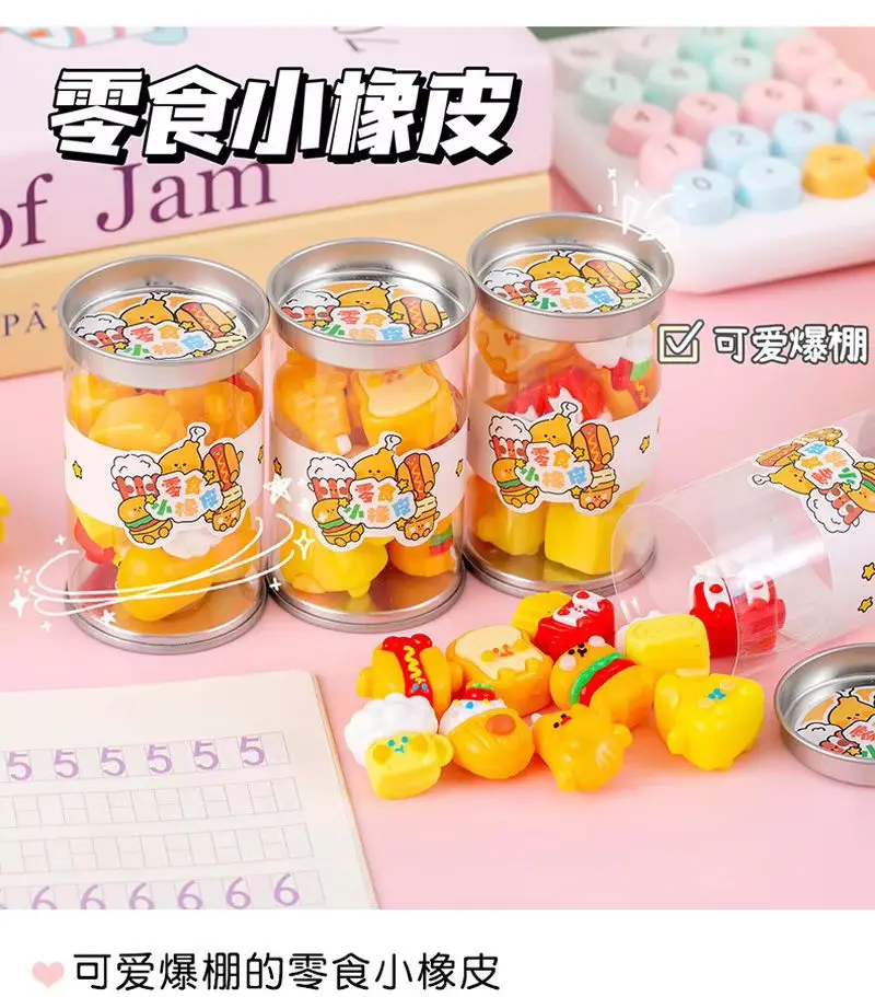 

Creative Cartoon Snack Eraser 3d Simulation Hamburger Design Wiping Cute Stationery For Students Reward School Surprise Gift
