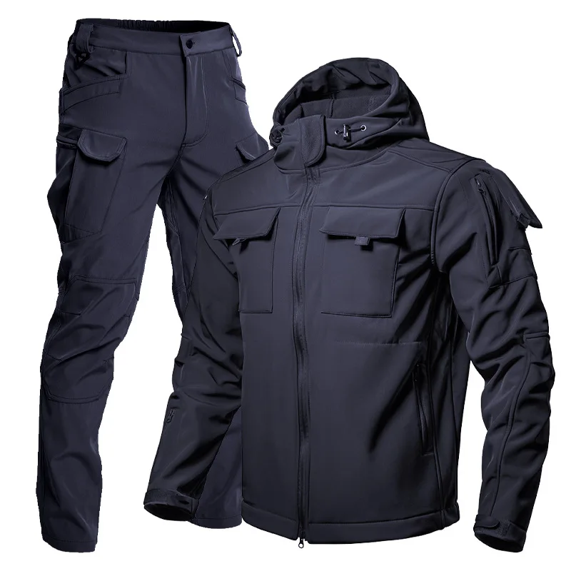 Winter Men's Thick Windproof and Breathable Camouflage Suit Set Outdoor Shark Skin Soft Shell Cold Resistant and Warm Jacket view 6
