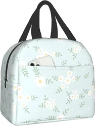 Daisy Flower Blue borsa da pranzo isolata Protable Thermal Cooler Tote per adulti Kids Work School Picnic Beach Lunch Box riutilizzabile