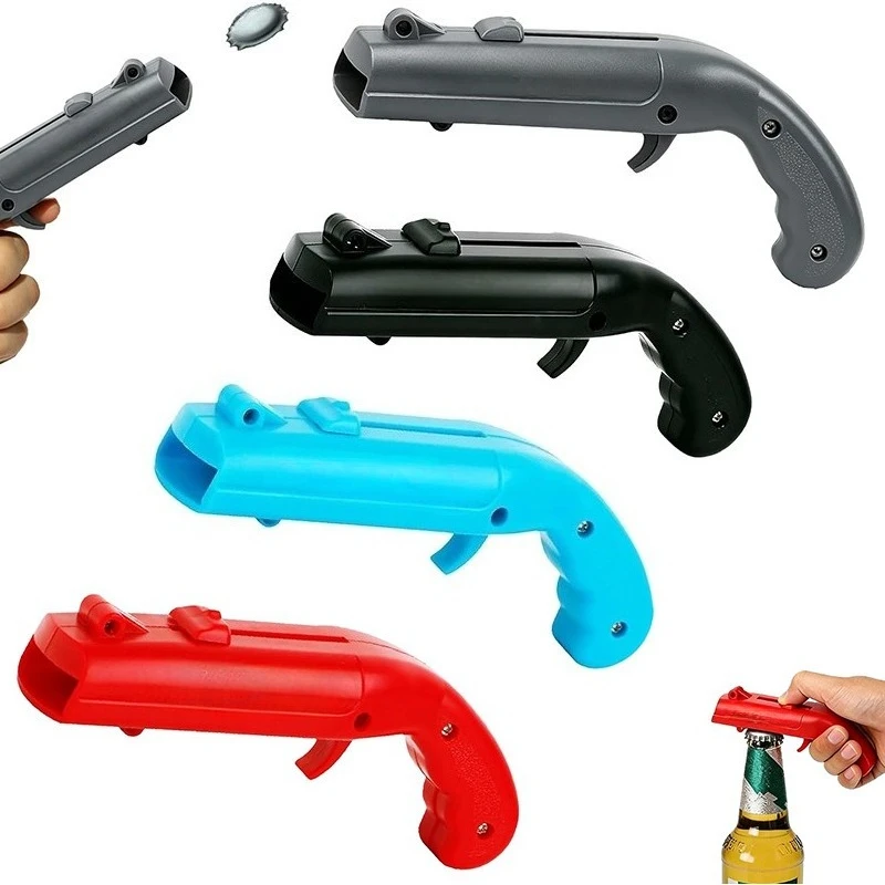 Creative Beer Bottle Opener Gun Flying Cap Launcher ABS Plastic Drink Opener Toy for Bar Party Home Kitchen Bar Supplies Tools