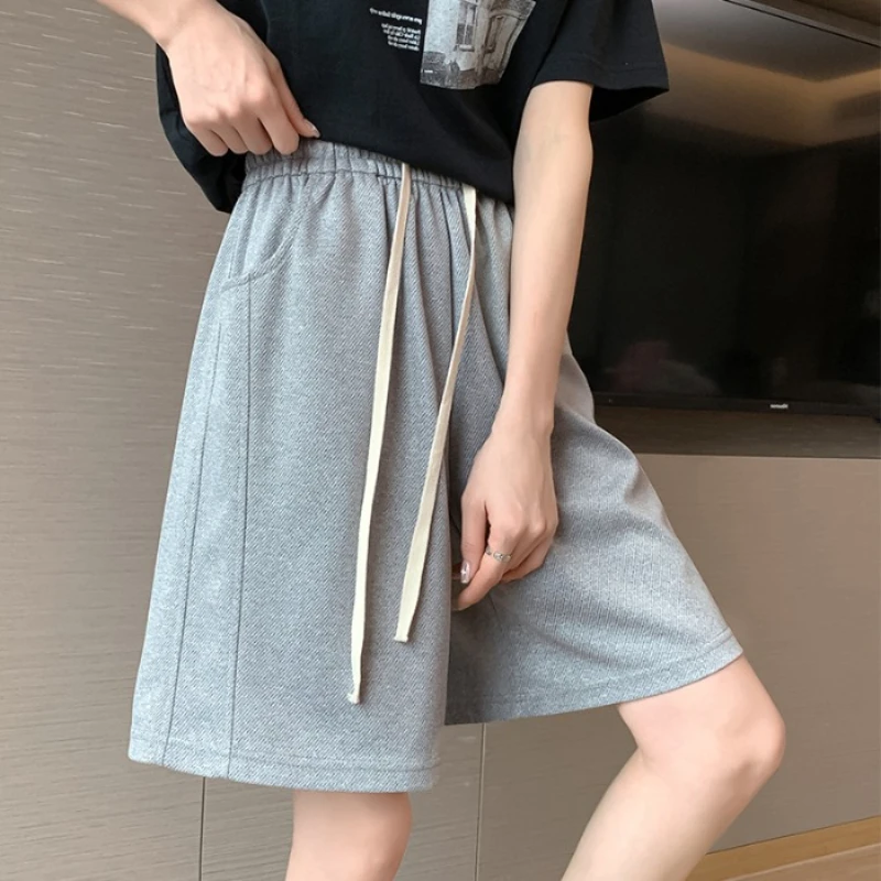Women's Summer Casual New Style Slimming Five-Quarter Pants 2026 High Waist Drawstring Shorts Mid-Length Trousers Sports Shorts