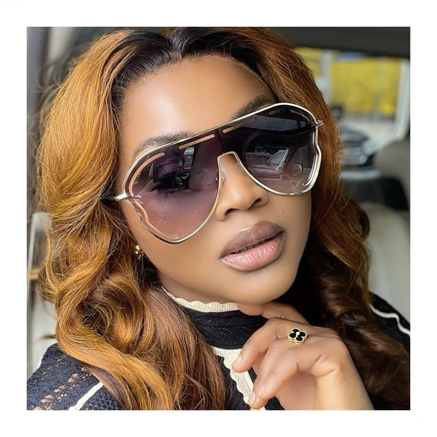 نظارات شمسية نسائية متكاملة كبيرة الحجم بتصميم علامة تجارية فاخرة للقيادة في الهواء الطلق والسفر نظارات شمسية للرجال UV400 راقية