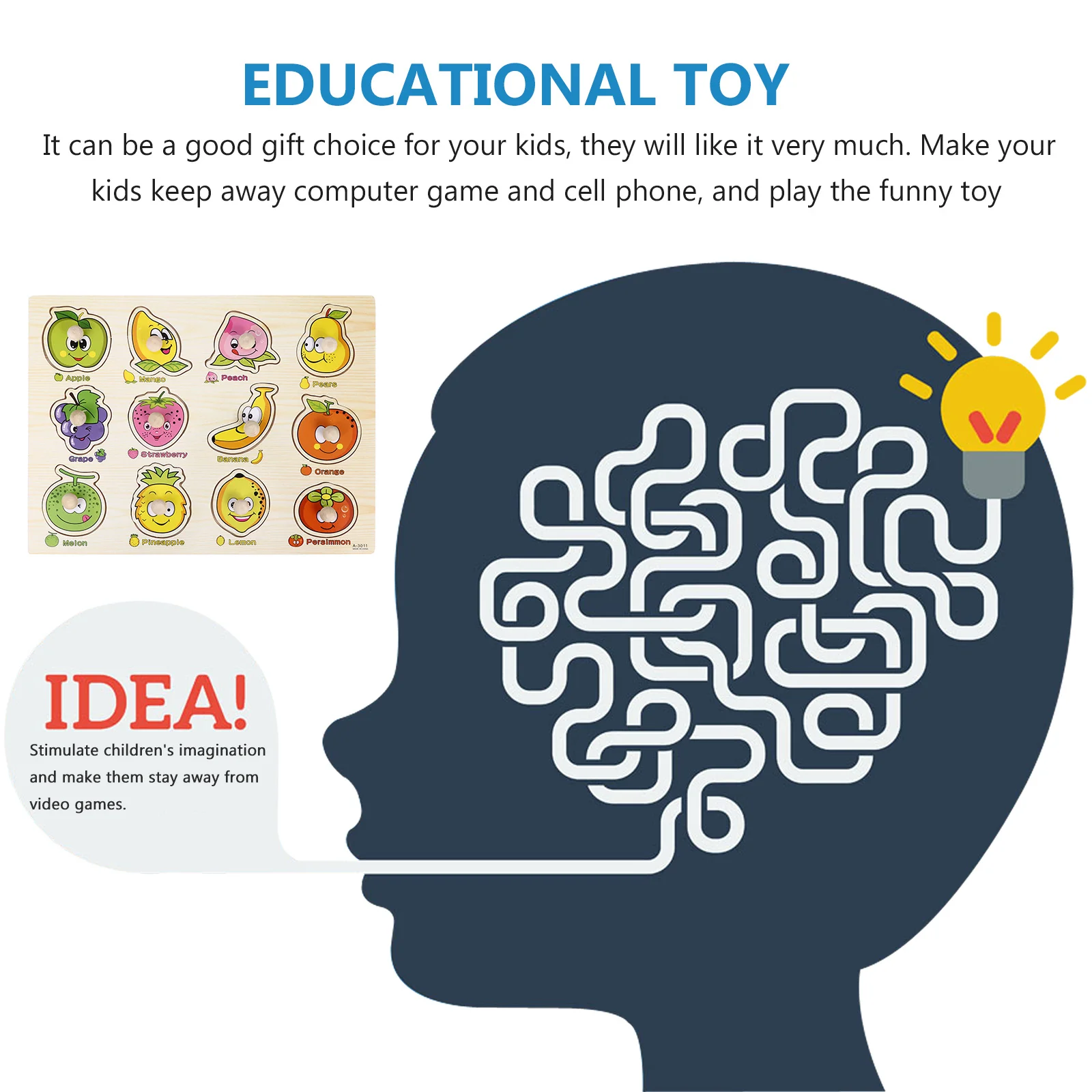 1 set 1 Set Wooden Jigsaw Fruits Jigsaw Kids Early Learning Educational Plaything Child Puzzle Game Wood Puzzle Toy