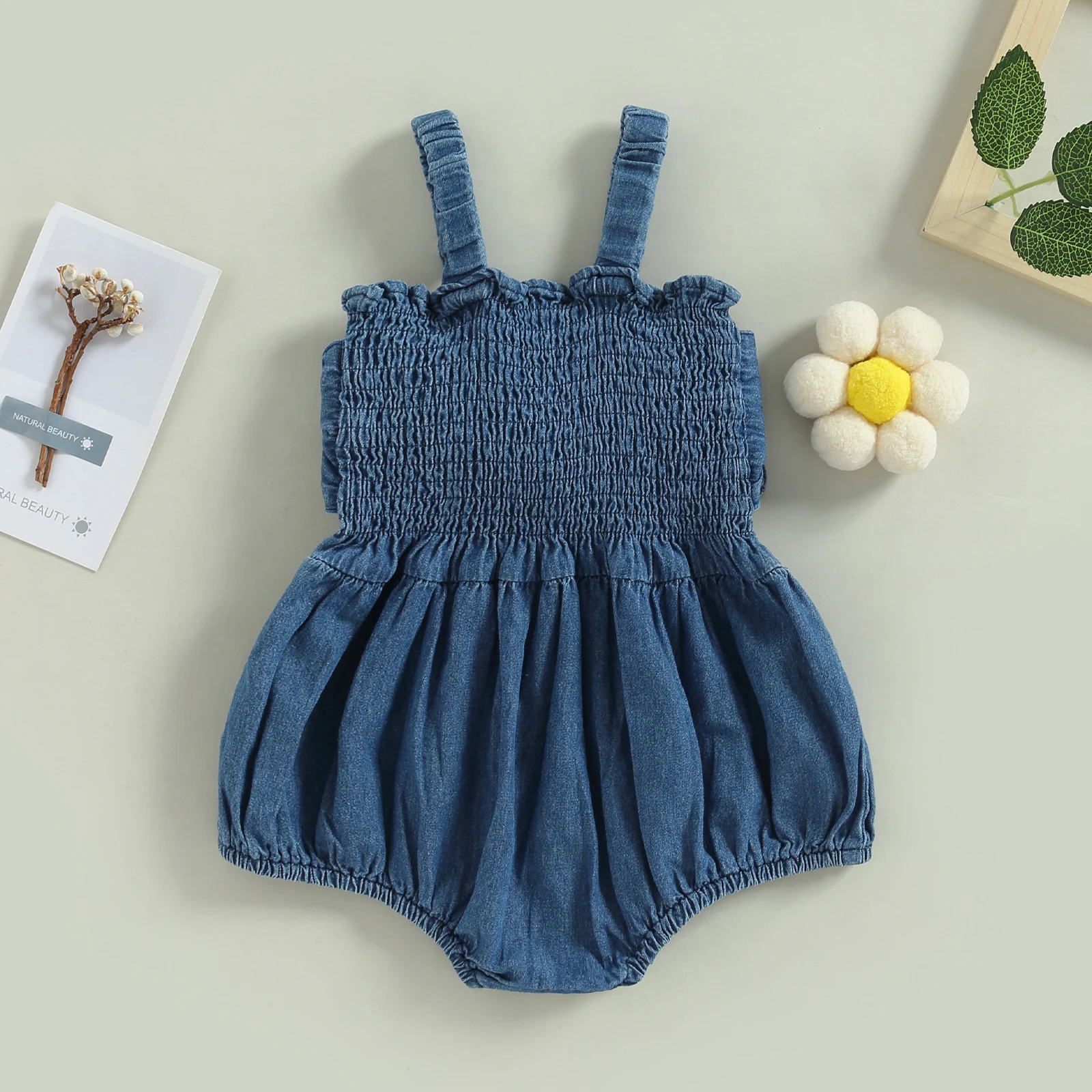 MA & BABY-Barboteuse en denim pour bébé fille de 0 à 18 mois, combinaison de soleil pour nouveau-né, vêtements solides pour documents