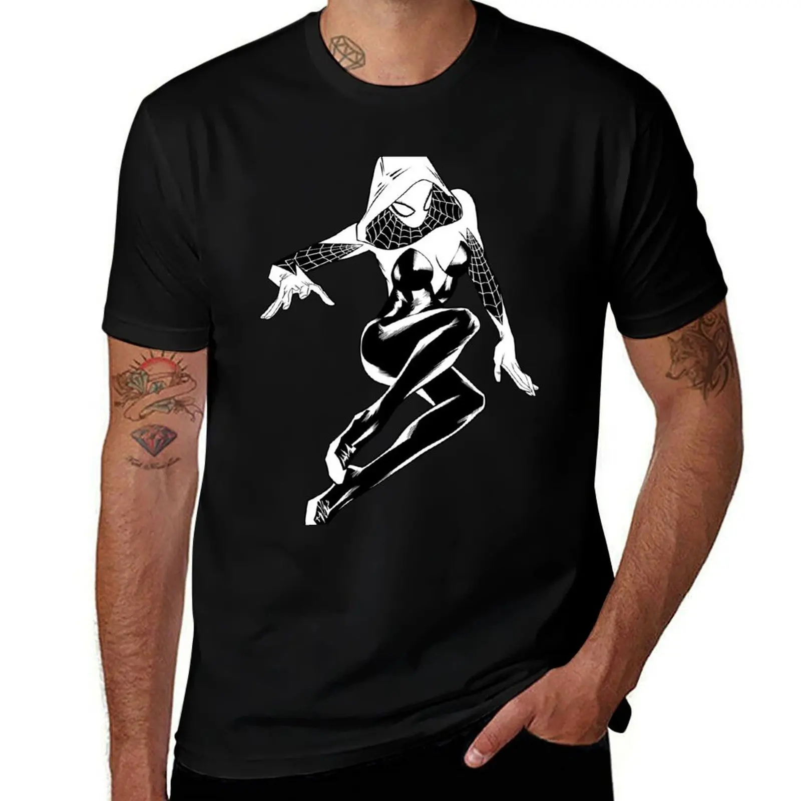 

Gwen Stacy Black and White T-Shirt man clothes Man t-shirt shirts graphic tee boys animal print t shirts for men