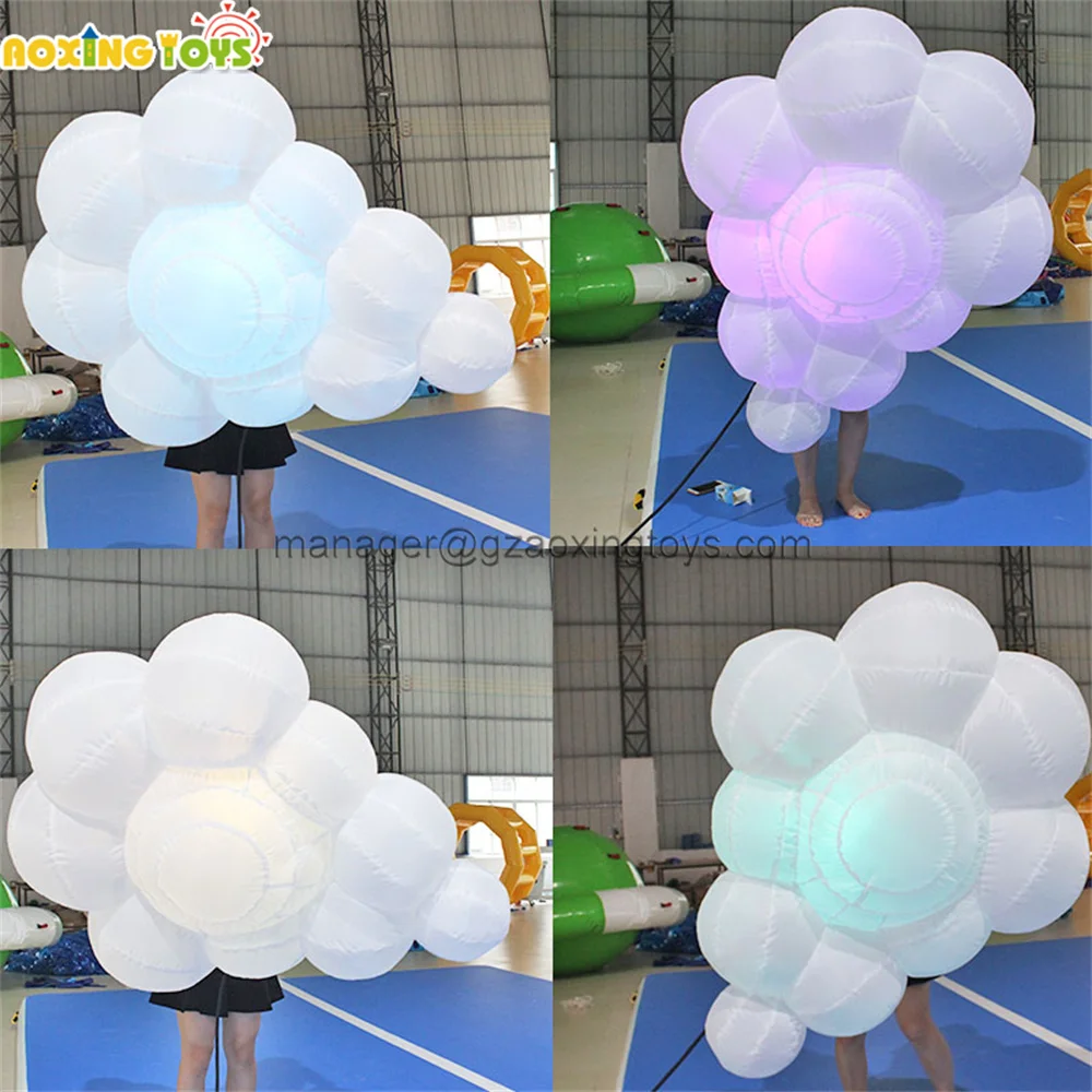 

Giant Christmas Advertising Decoration LED Light Inflatable White Cloud Hanging Balloon For Stage Party Event