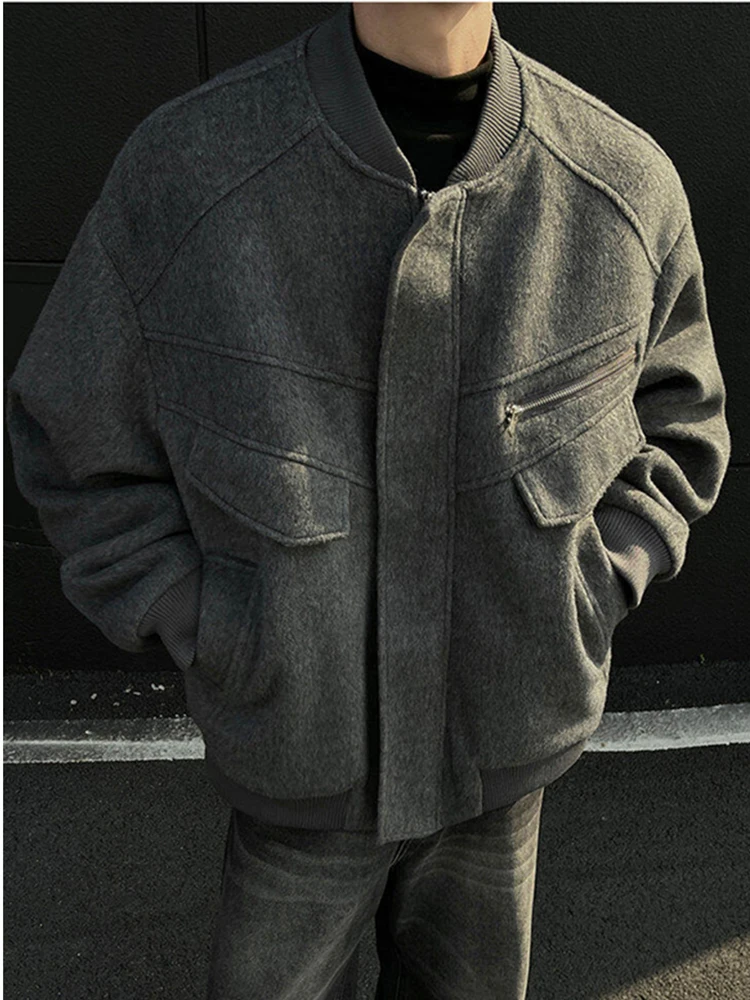

Мужская зимняя теплая куртка-бомбер из утолщенной шерсти и хлопка в американском стиле Cleanfit, корейская рабочая верхняя одежда