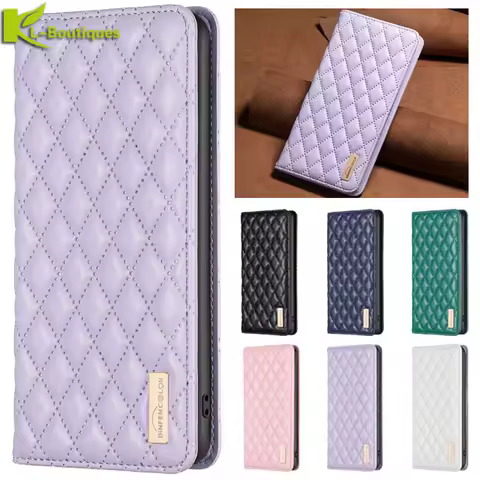 Diamond Geometric Leather Magnetic Flip Phone Case For Xiaomi 11T 12T 12 13 Pro 11 Lite 5G NE POCO X3 NFC X5 Pro M3 F3 C55 Cover