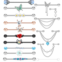 316L Surgical Steel Industrial Barbell Earrings Heart Arrow for Women Men Helix Conch Cartilage Piercing Jewelry 38mm 14g Bar