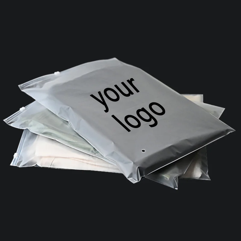 50PCSCustom Storage Frosted Zipper Bags Home Clothing Shirts Business Small Business Packaging Product Bags Print Your Own Logo