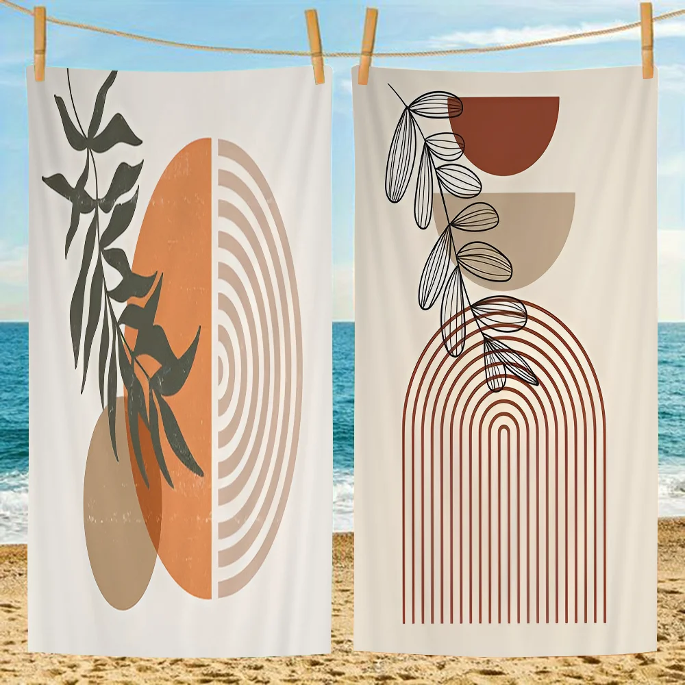 

Art Botanical Greens Geometric Lines Microfiber Blanket Quick Drying Beach Towels Printing Super Absorbent Pool Towel Blanket