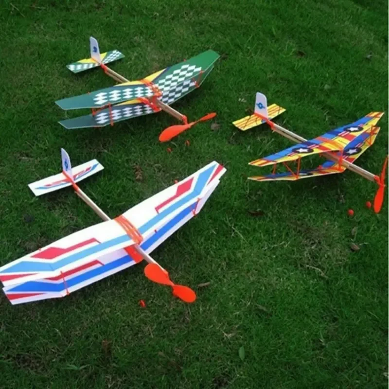 1PC Foam Glider Plane Airplane Toy Rubber Band Powered Plane Model Aircraft for Kids Outdoor Sport Children Educational Toy Gift