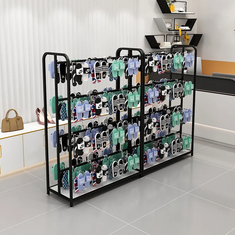 Rack Stand for Shop Shoe Display Stands Custom Double Side Retail Hooking Hanging Shoes Flip Flops Slippers Display