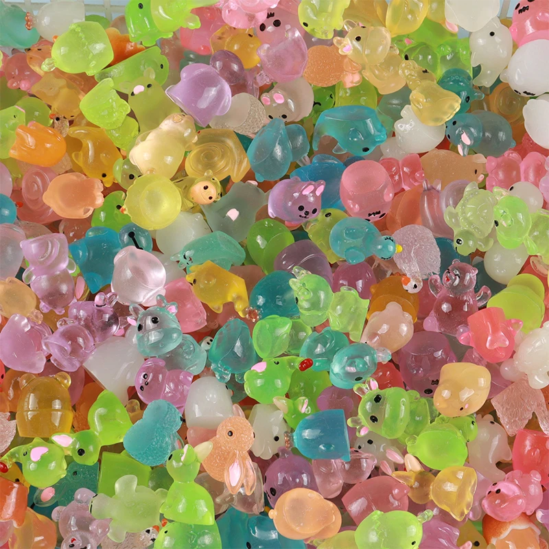 10pcs Luminous Mini Resin Little Animals Microlandscape DIY