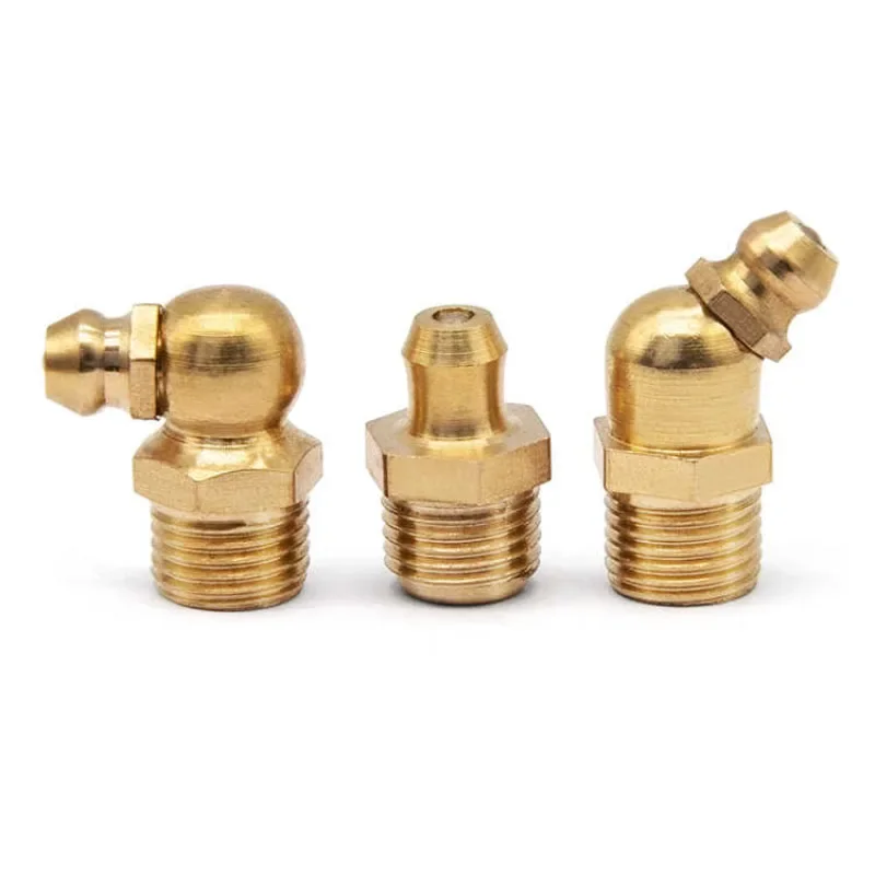 1~10 Pcs Brass Grease Nipple Copper Oil Mouth Thread Straight/45°/90° Joint Grease Gun Nozzles M4 M5 M6 M8 M10 M12 M14 M16 M20