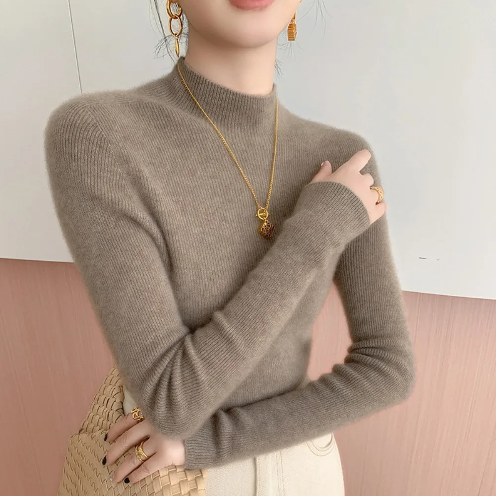 

Fashionable Semi High Neck Cashmere Sweater Soft Comfortable Slim Fit Autumn Winter Women's Base Sweater