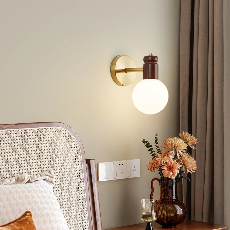 Stained Window Background Wall Lamp Walnut Simple LED Hardwares Living Room Luminous Indoor Lighting Simple Bedroom Stair Light