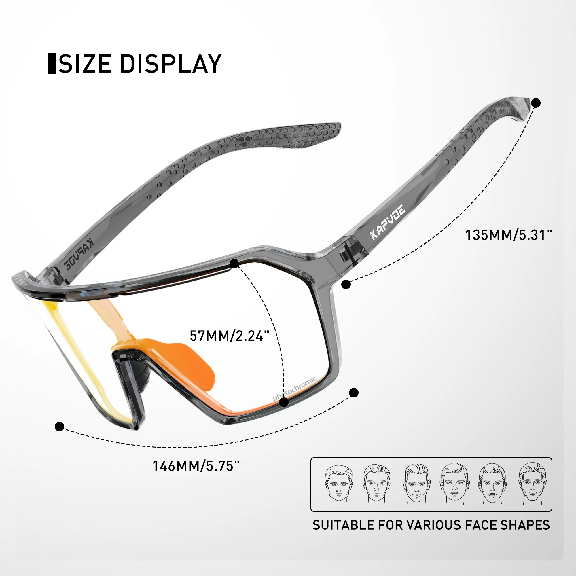 Kapvoe Cycling Photochromic Glasses Men Women Outdoor Sports Riding Protection Glasses MTB UV400 Sunglasses Hiking Glasses