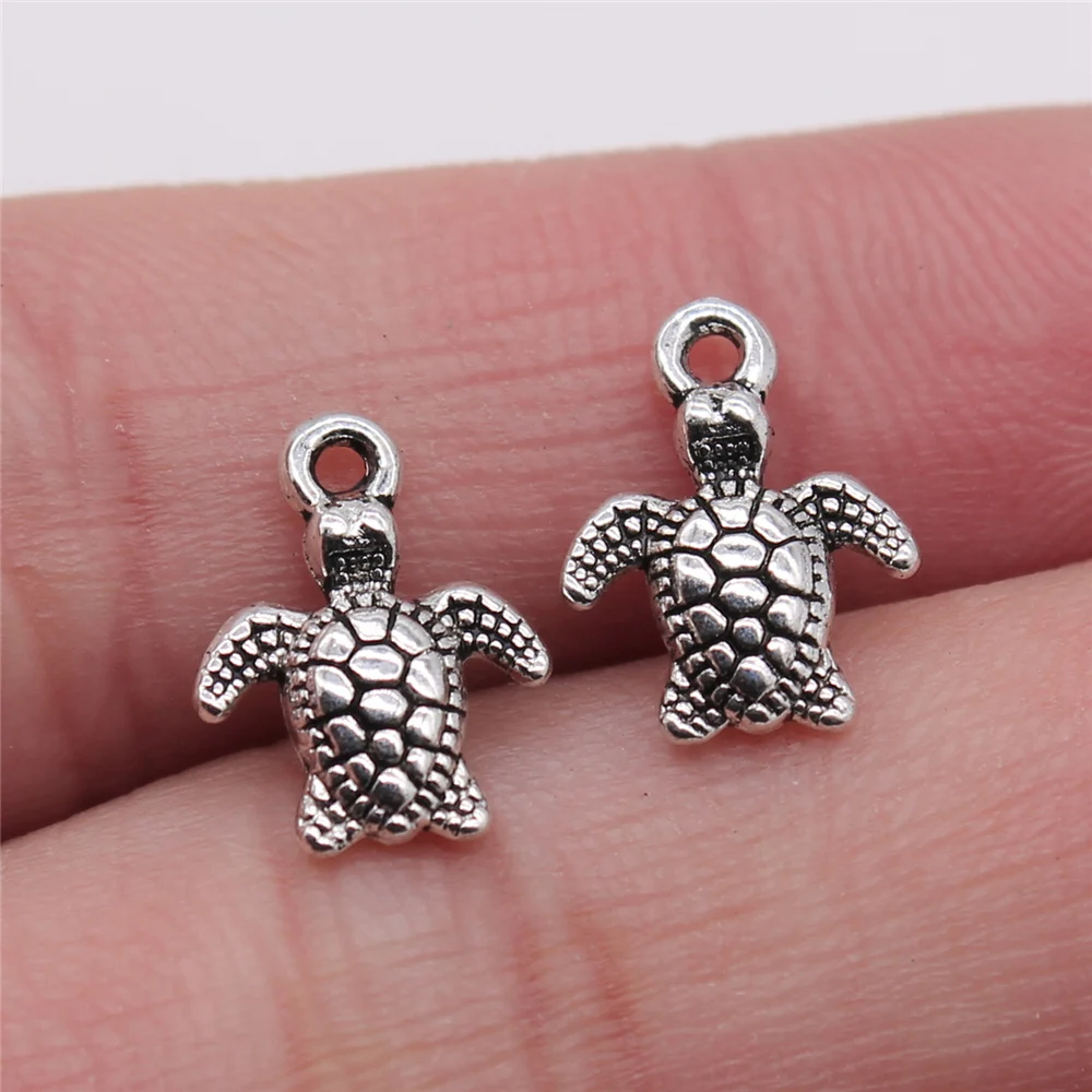 WYSIWYG 20pcs 10x13mm Charms Sea Turtle DIY Jewelry Findings 2 Colors Sea Turtle Charms