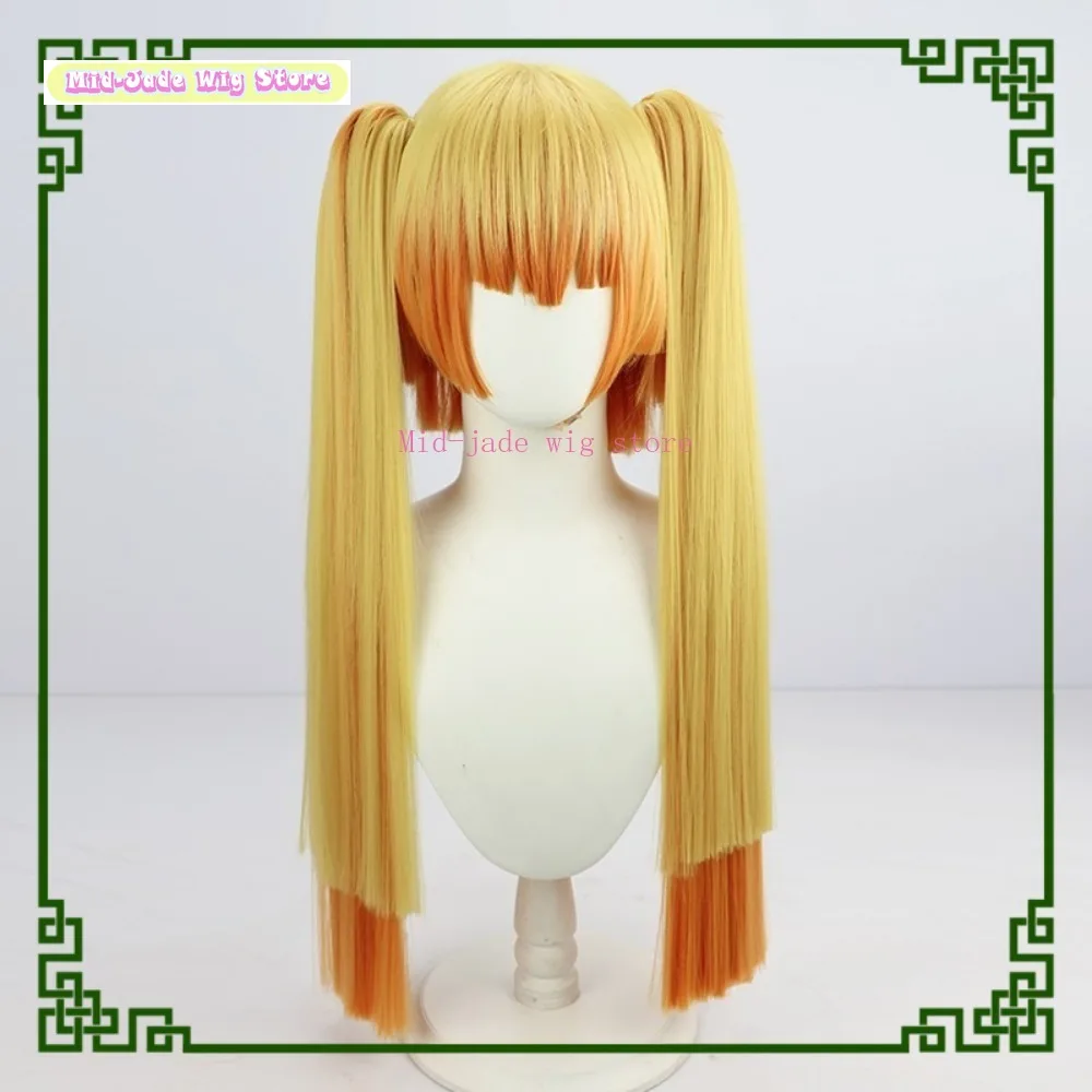 Zenitsu genderend cosplay peruca anime jogo cosplay feminino virar cabelo longo cauda dupla gradiente mid-jade peruca loja