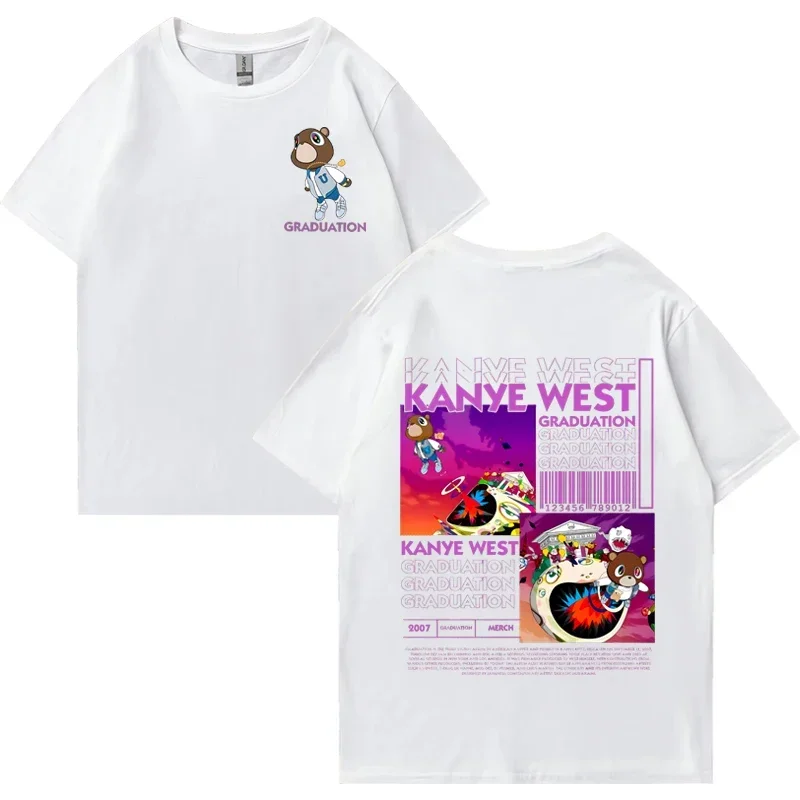 Kanye West Graduation Bear Graphics print T shirt Men Women Hip Hop streetwear vintage Tops short sleeve Unisex Cotton T-shirts