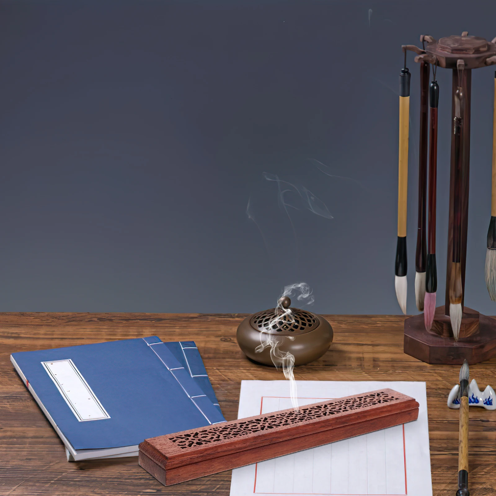 

1pc Wooden Incense Burner Compact Desktop Holder For Home Yoga Meditation Room Decorative Reusable Incense Stick Burner Box