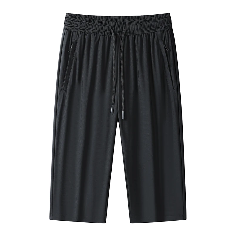 New Korean Style Fashion Versatile Ice Silk 7-Point Pants For Men'S Summer Thin Casual Quick Drying Loose Straight Sports Shorts