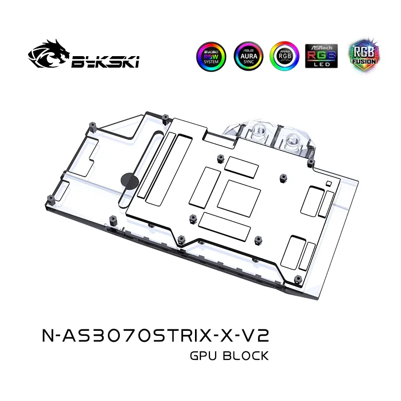 Bloco de água Bykski GPU para placa gráfica Asus RTX3060Ti 3070 STRIX, 5V ARGB SYNC N-AS3070STRIX-X-V2