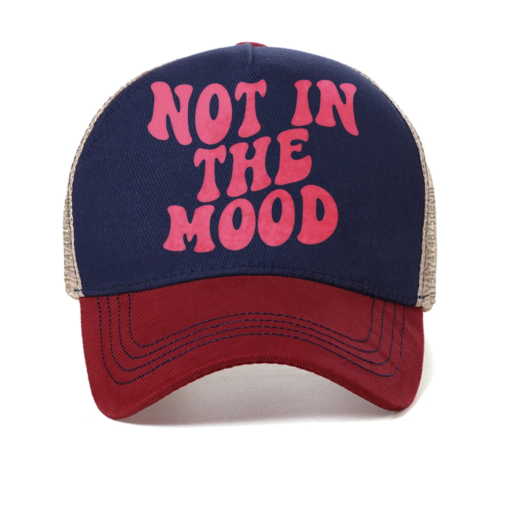 

Not In The Mood Pink Letter Print baseball cap Women Summer Breathable Casual sun hat fashion mesh Snapback Caps trucker hats