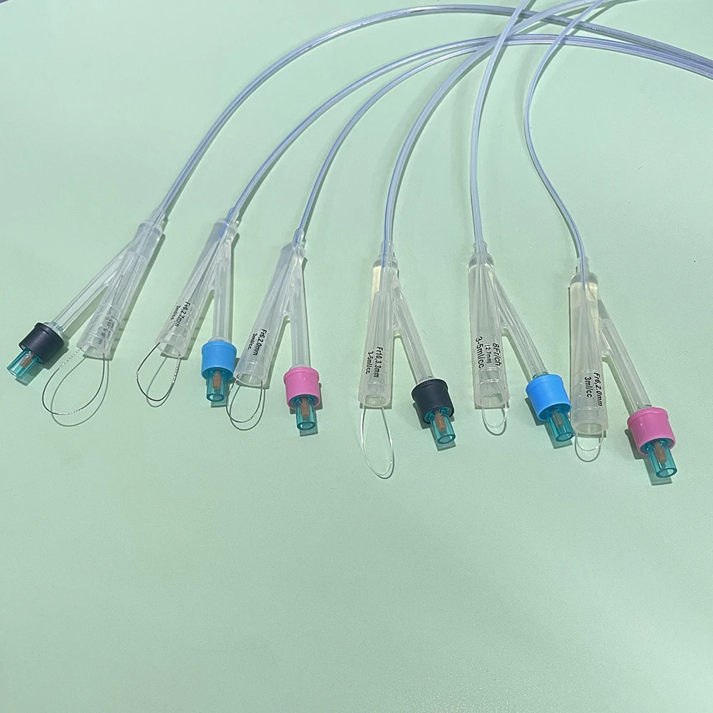 Catéter Foley de doble lúmenes de silicona para perros, 1 Uds./3 uds./5 uds., con cable guía para alivio de la obstrucción urinaria, punta de globo, sin sutura