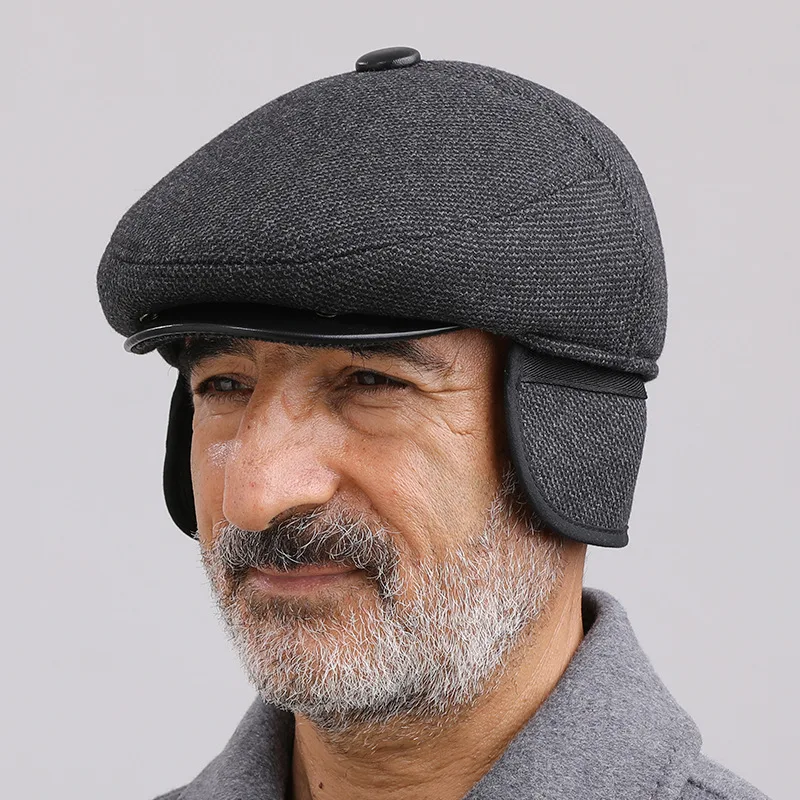 Hat For Men Winter middle-aged Elderly Dad Cap Warm Autumn Winter Old Grandpa Duck Tongue Hat Ear Protection Hats  Hot