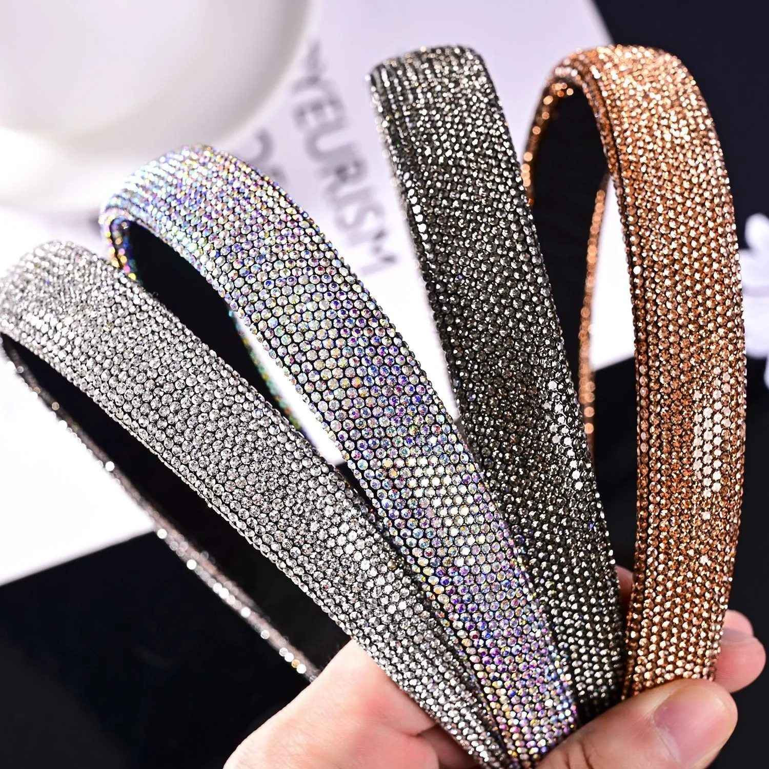 

New Luxury Shiny Full Crystal Head Band Gemstone Hair Hoop High Quality Padded Headband Women Rhinestone Sponge Hair Accessories