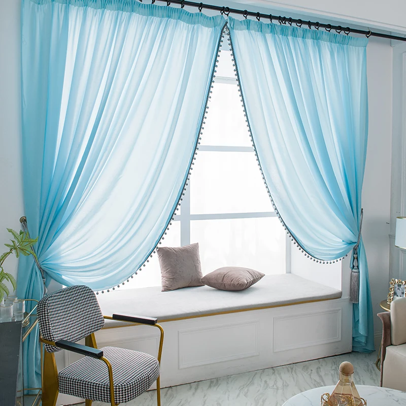 Nordic Sheer Curtains with Beads, Living Room, Bedroom Decor, Luxury Tulle Divider, Ready Made