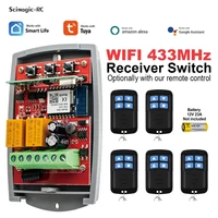 Abridor de puerta de garaje inteligente Tuya, Universal, wifi, 433MHz, 2 canales, 12V, 24V, 220V, interruptor de Control remoto inalámbrico, receptor, transmisor de puerta 433