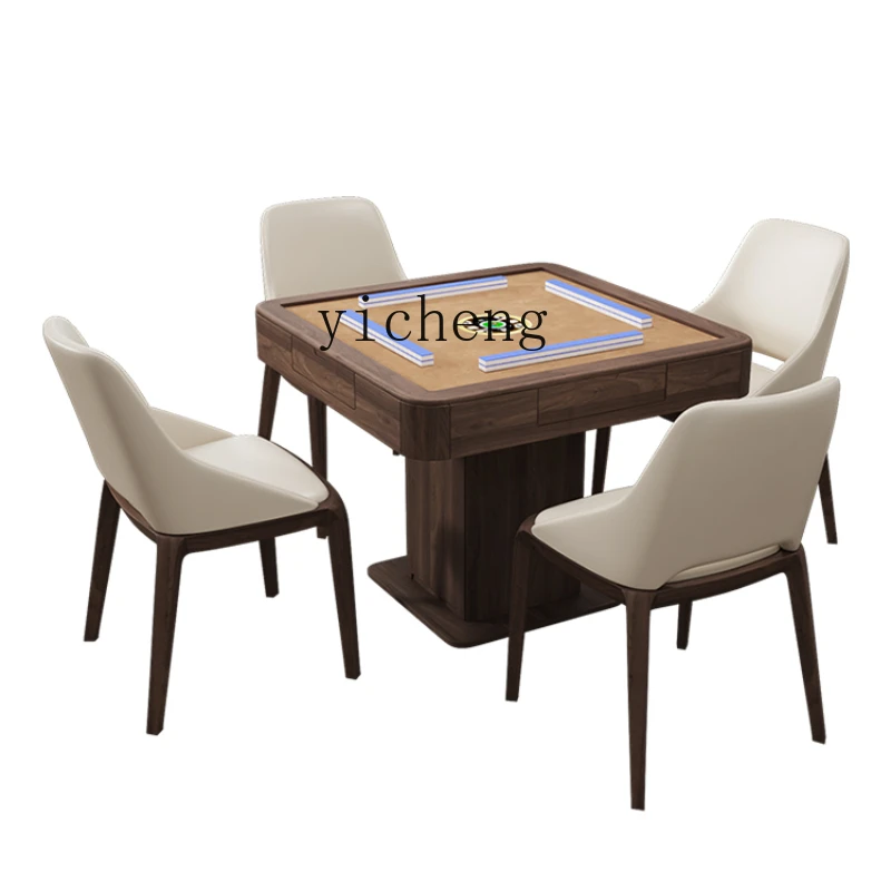 

Tqh New Chinese Style North American Black Walnut Automatic Integrated Mute Dual-Use Solid Wood Chess Table with Cover Plate