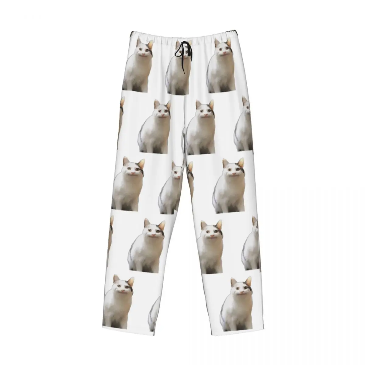 Custom Beluga Cat Safari Pajama Pants Men Sleepwear Sleep Lounge Bottoms with Pockets