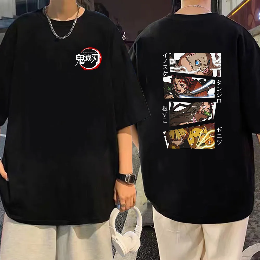 

Demon Slayer Animation Derivatives Kamado Tanjirou T-shirt Printing Men's 2025 Summer Fashion Casual Oversized Streetwear