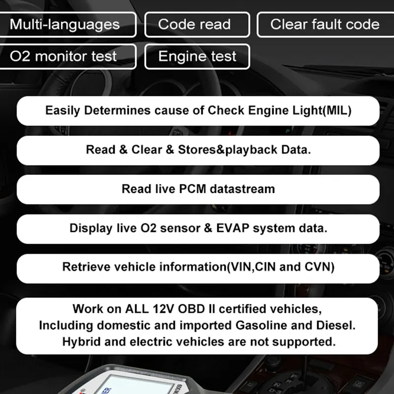 

KONNWEI KW309 OBD2 сканер считыватели кодов неисправностей двигателя сканирование ELM327 V1.5 автомобильные OBDII диагностические инструменты-сканер ремонт черный