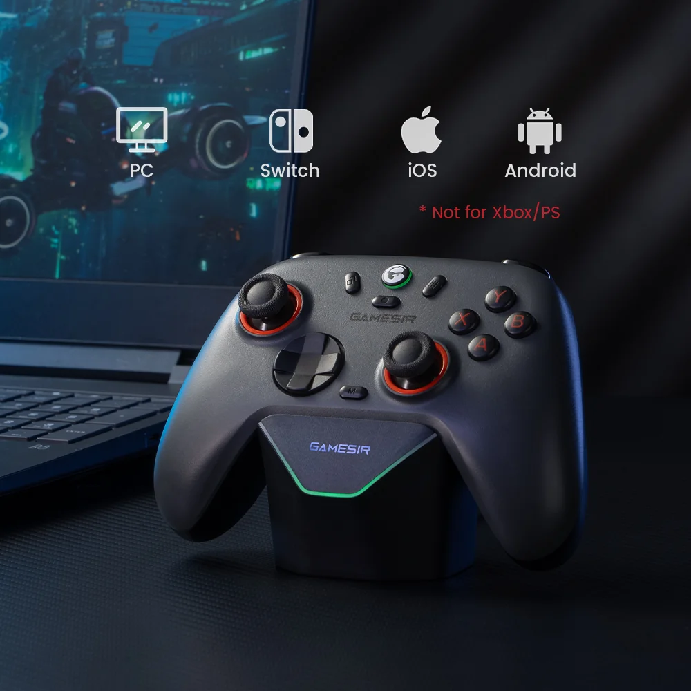 وحدة تحكم GameSir Nova Lite 2 اللاسلكية بتقنية البلوتوث مع تأثير القاعة لجهاز Nintendo Switch، iPhone، Android، PC