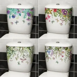 Bathroom Toilet Stickers Modern Minimalist Flowers Pattern Self-adhesive Paintings For Bathroom Decorations
