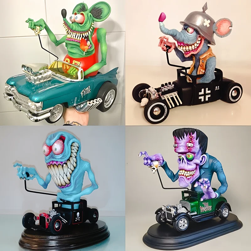 15cm Hot Sale Rat Fink Car Repairer Action Figure Toys Car Shake Head Doll Locomotive Culture Symbol Old School Pvc Anime Figure